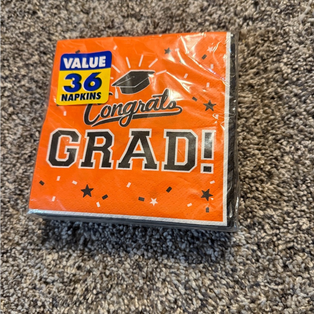 Congrats Grad Orange Napkins - 36 Pack